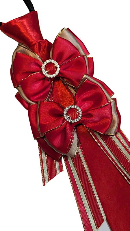 RED & GOLD  SHOW BOWS AND ZIP TIE SET