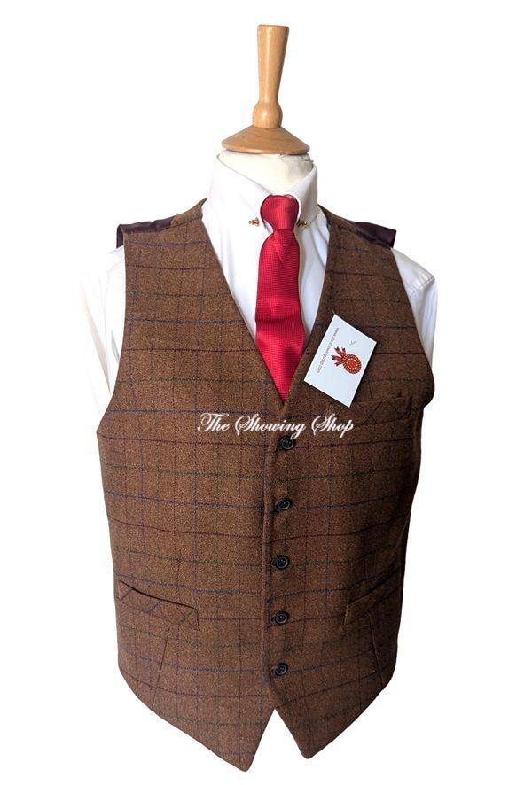 MENS ALEXANDER DOBELL RUST TWEED WAISTCOAT SIZE 42