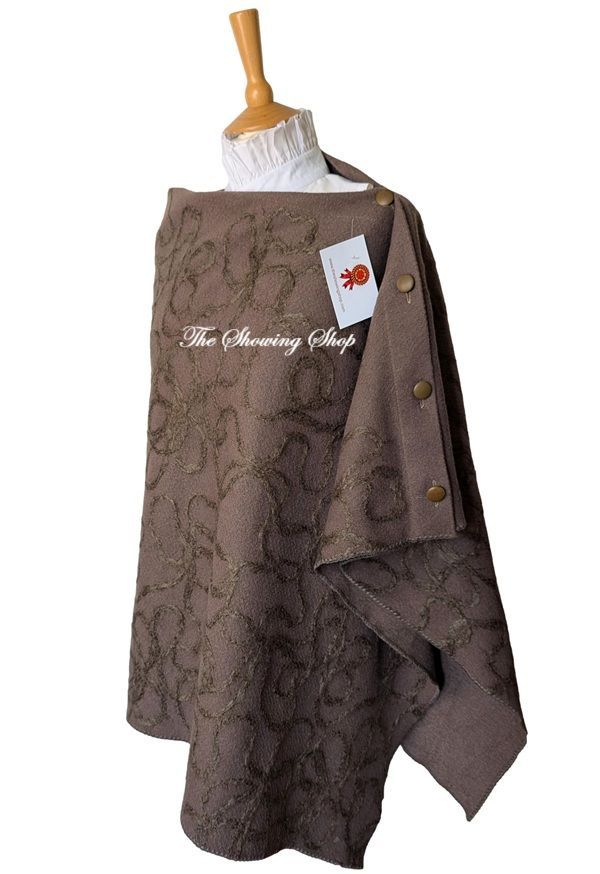 LE JABOT & STOCK CO BROWN WOOL CAPE - ONE SIZE