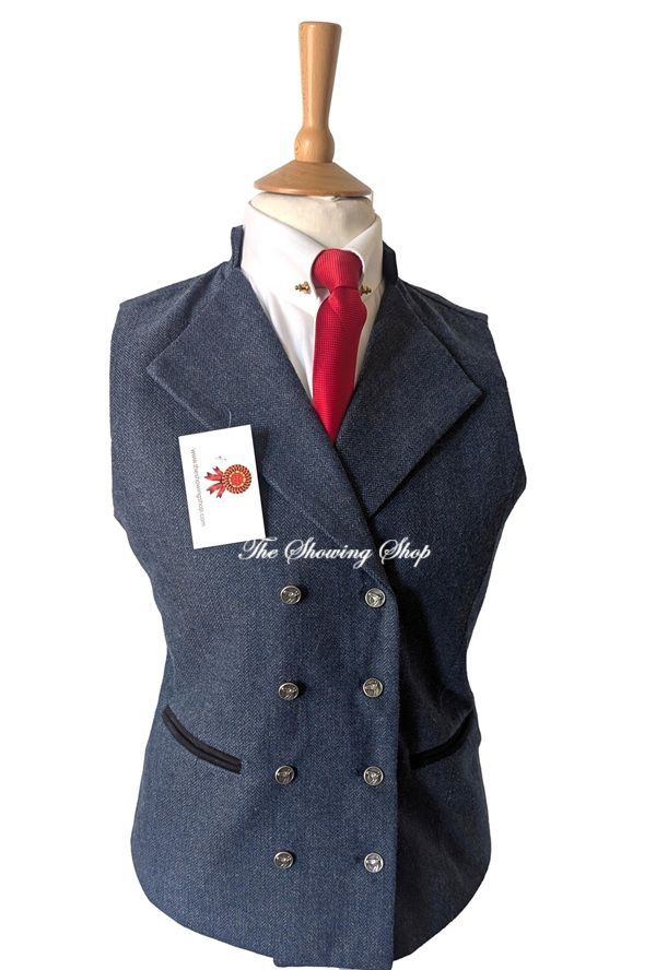 LADIES BLUE TWEED WAISTCOAT SIZE 14