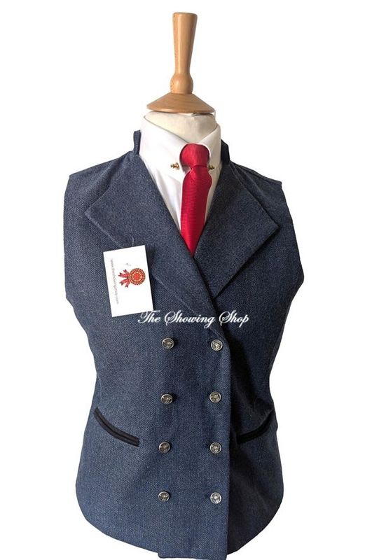 LADIES BLUE TWEED WAISTCOAT SIZE 14