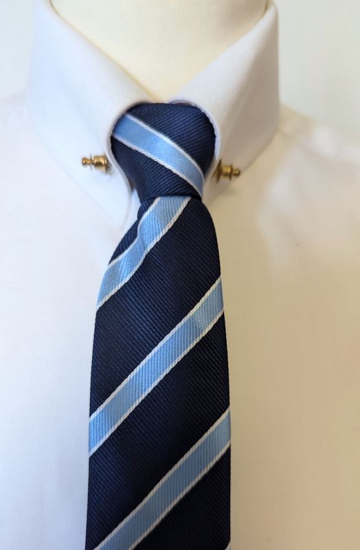 CHILDS ZIP READY TIED SHOWING TIE - NAVY/BLUE STRIPED