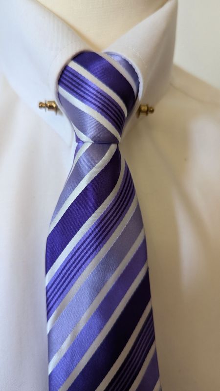 CHILDS ZIP READY TIED SHOWING TIE - PURPLE/LILAC STRIPE