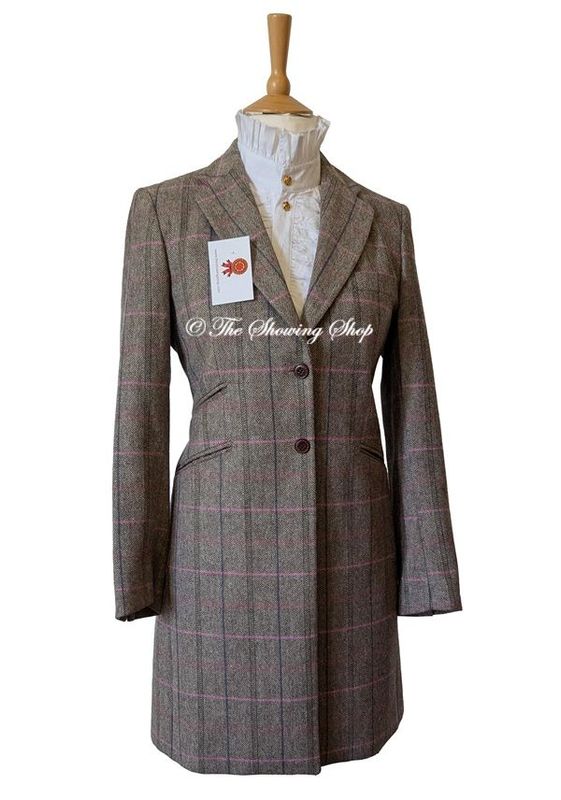 LADIES VILAGALLO BROWN & PINK LONG TWEED COAT SIZE 14