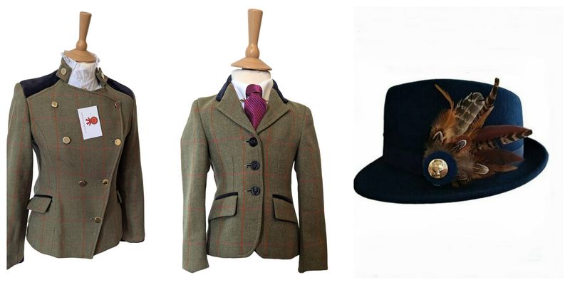 LE BEAU CHEVAL GREEN TWEED LEAD REIN OUTFIT - LEADER & CHILDS- SIZES 10 & 20