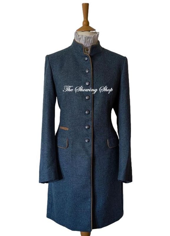 LADIES BRITISH TWEED BLUE 3/4 LENGTH COAT SIZE 10