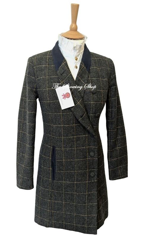 LADIES JACK MURPHY HARRIET GREEN TWEED LONG COAT SIZE 8