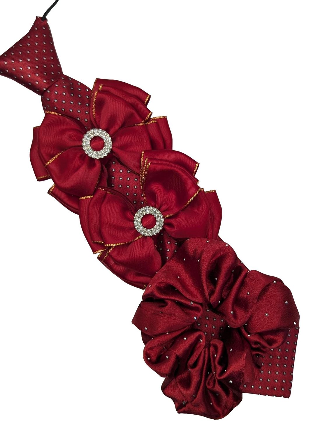 CHILDS  WINE SHOW BOWS TIE  AND LEADERS SCRUNCHIE SET
