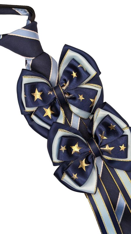 CHILDS  NAVY/ BABY BLUE SHOW BOWS AND ZIP TIE SET