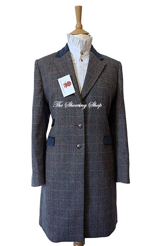 LADIES BARILOCHE BLUE TWEED 3/4 LENGTH COAT SIZE 16