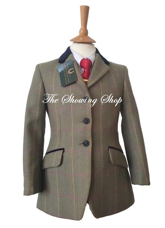 GIRLS MEARS MOBBERLEY GREEN TWEED JACKET SIZE 28