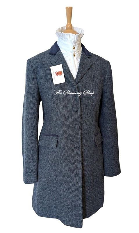 LADIES BLUE TWEED 3/4 LENGTH TWEED COAT SIZE 16