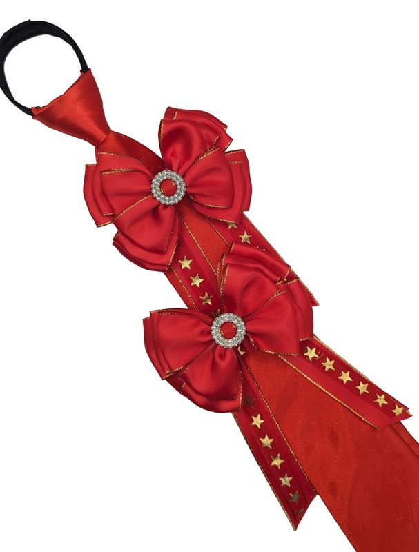CHILDS RED & GOLD SHOW BOWS AND ZIP TIE SET