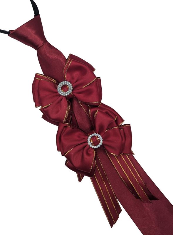 CHILDS WINE & GOLD SHOW BOWS AND ZIP TIE SET