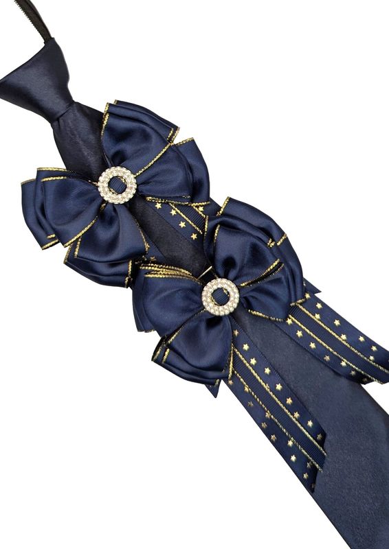CHILDS NAVY & GOLD SHOW BOWS AND ZIP TIE SET