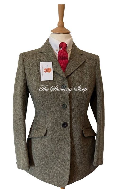 LADIES HARRY HALL GREEN DERBY TWEED JACKET SIZE 16 (40)