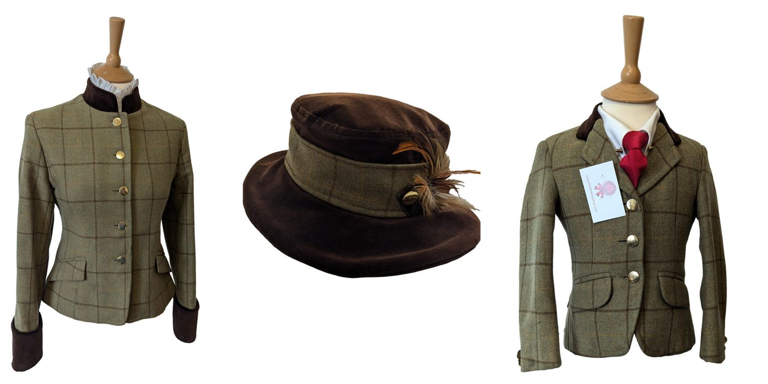 LE BEAU CHEVAL GREEN TWEED LEAD REIN OUTFIT- LEADER & CHILDS- SIZES 12 & 22 LE BEAU CHEVAL GREEN TWEED LEAD REIN OUTFIT- LEADER & CHILDS- SIZES 12 & 22