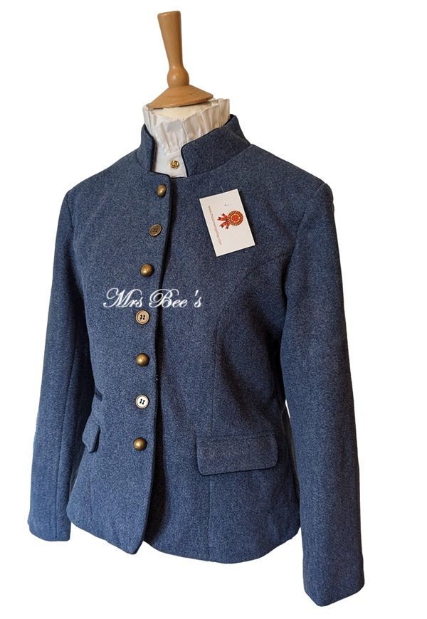LADIES BRITISH TWEED BLUE WOOL JACKET SIZE 14 LADIES BRITISH TWEED BLUE WOOL JACKET SIZE 14