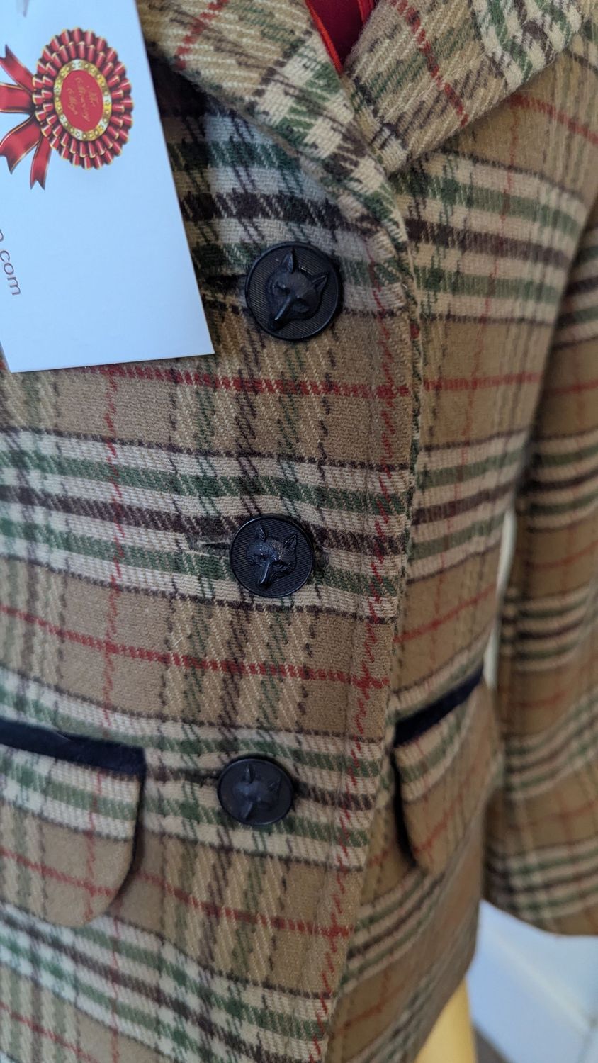 Veste équitation Le Beau Cheval Tweed Bleu Marine/rose Taille 34 (8-10 Ans) Très Bon état