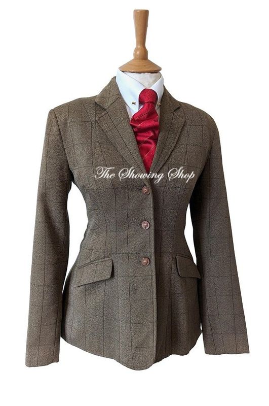 LADIES EQUETECH BROWN TWEED SHOWING JACKET SIZE 10 (34)