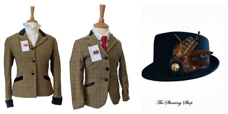 SHOWING SELECTION BROWN TWEED LEAD REIN OUTFIT- LEADER & CHILDS- SIZES 16 & 20