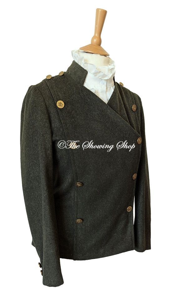 LADIES BESPOKE MADE GREEN WOOL TWEED JACKET SIZE 14