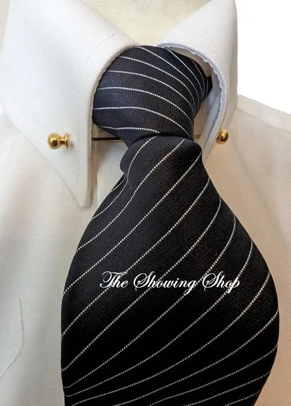 ADULTS  ZIP READY TIED SHOWING TIE - NAVY BLUE/ WHITE STRIPE