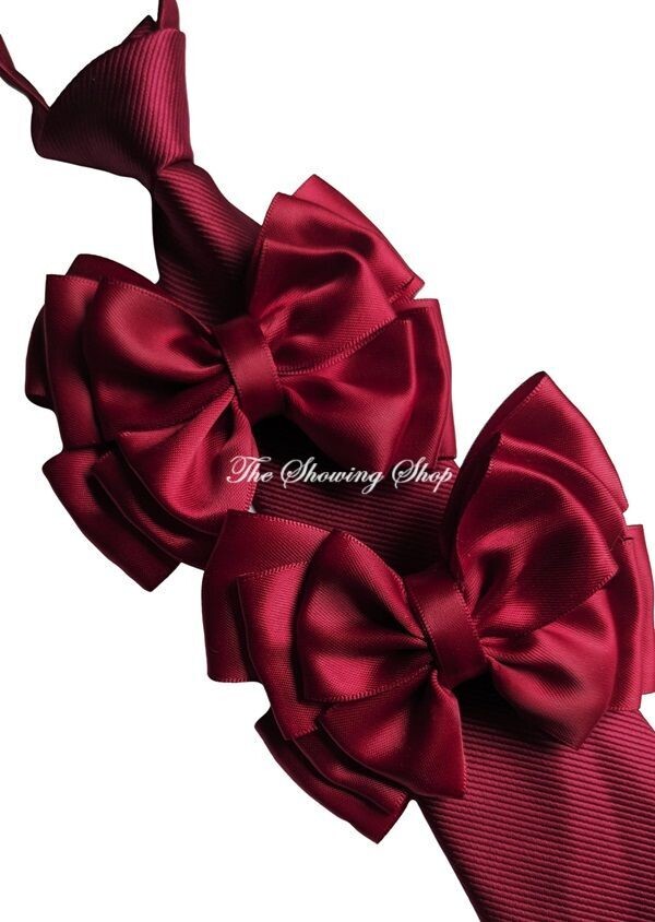 CHILDS PREMIUM WINE RED SHOW BOWS AND TIE SET CHILDS PREMIUM WINE RED SHOW BOWS AND TIE SET