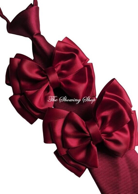 CHILDS PREMIUM WINE RED SHOW BOWS AND TIE SET CHILDS PREMIUM WINE RED SHOW BOWS AND TIE SET