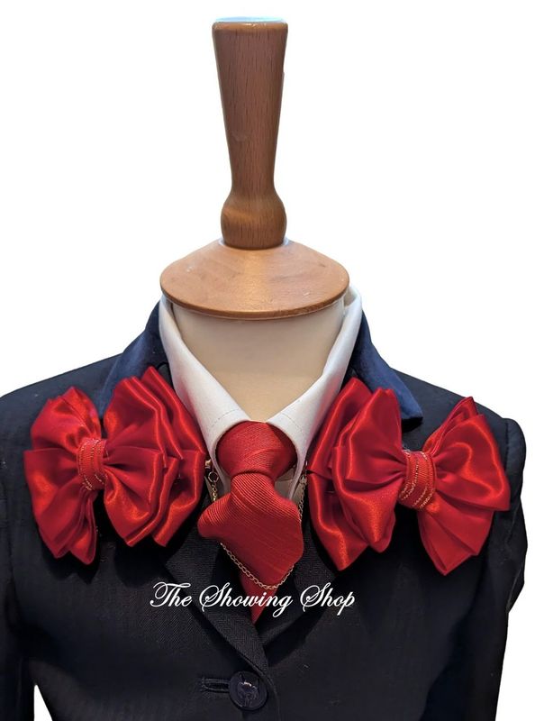 PREMIUM LUXURY POPPY RED SHOW BOWS & ZIP TIE SET
