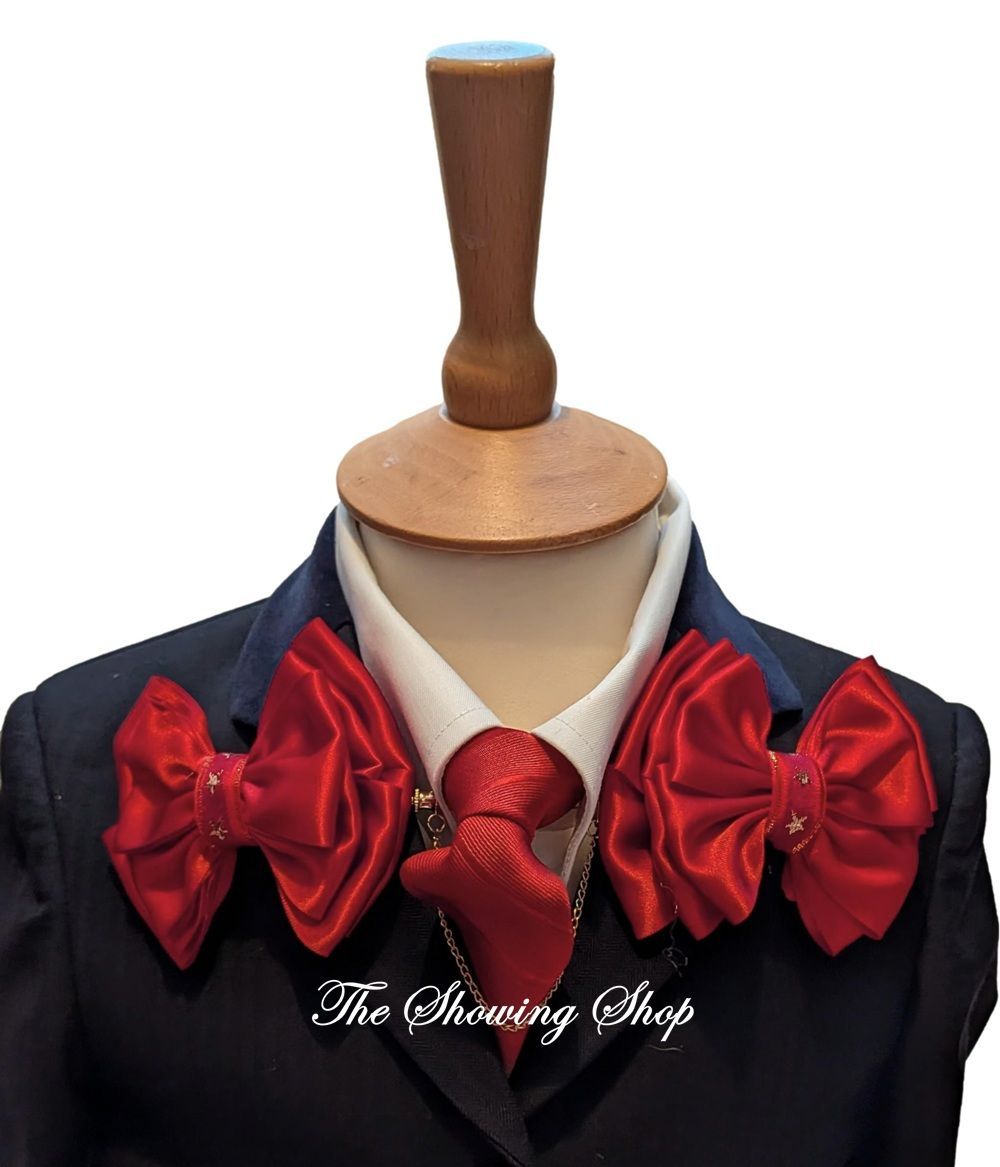 PREMIUM POPPY RED/ GOLD STAR SHOW BOWS AND ZIP TIE SET PREMIUM POPPY RED/ GOLD STAR SHOW BOWS AND ZIP TIE SET