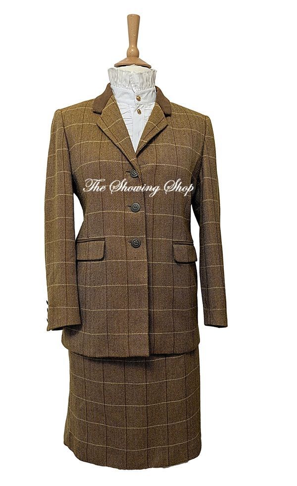 LADIES VIYELLA RUST TWEED JACKET AND SKIRT SET SIZE 12