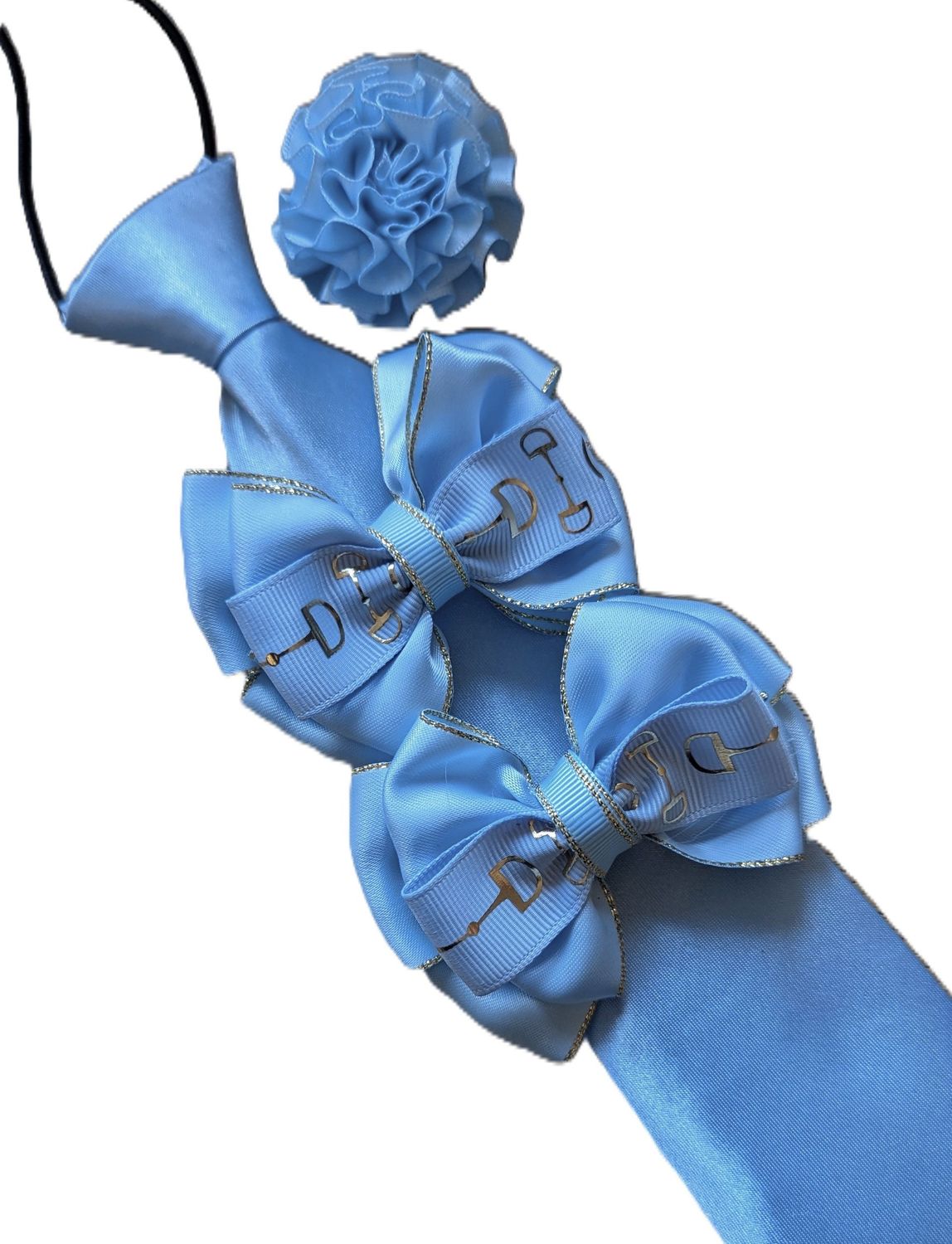 TINY TOTS BABY BLUE BOWS, TIE AND BUTTONHOLE SET