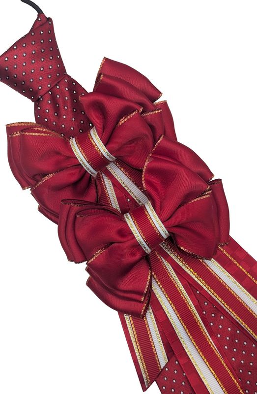 CHILDS WINE & WHITE SHOW BOWS AND  TIE SET