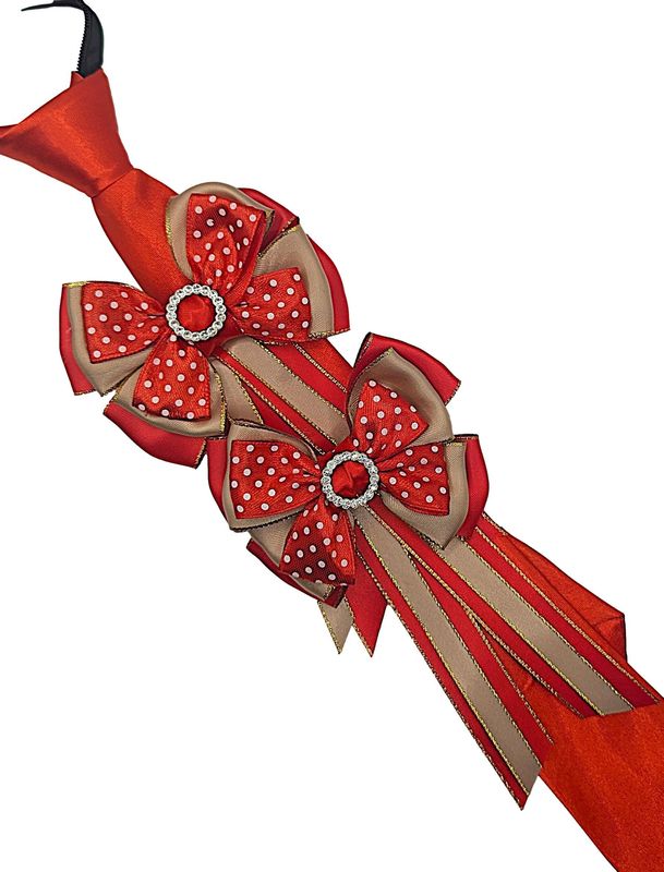 CHILDS RED & GOLD SHOW BOWS AND ZIP TIE SET
