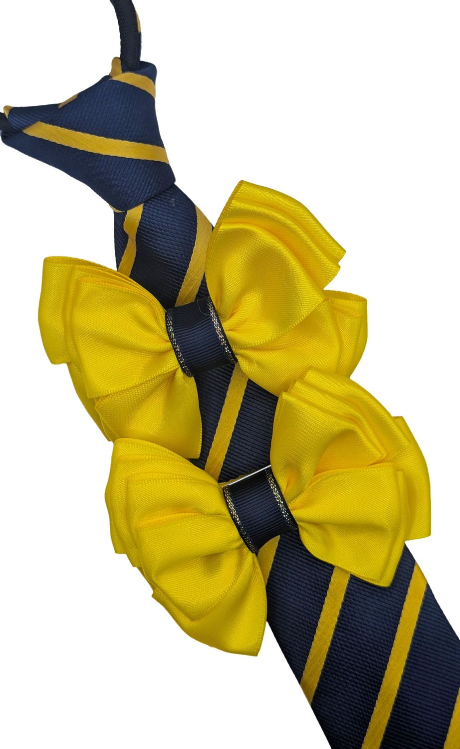 CHILDS NAVY & YELLOW SHOW BOWS AND ZIP  TIE SET