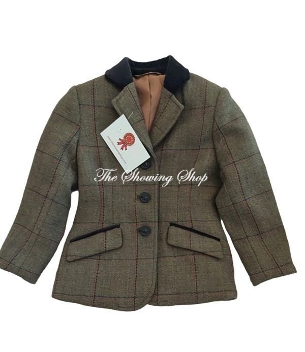 CHILDS EQUETECH ADSTOCK GREEN TWEED JACKET SIZE 22