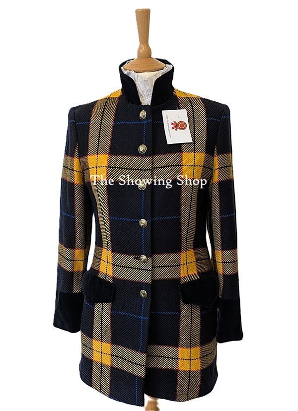 NAVY AND YELLOW NAVY WOOL LONGLINE JACKET SIZE 10