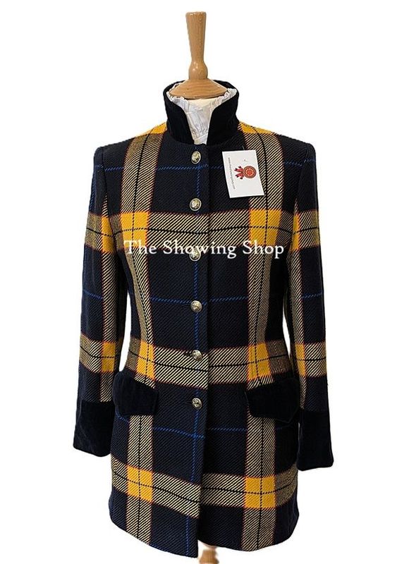 NAVY AND YELLOW NAVY WOOL LONGLINE JACKET SIZE 10