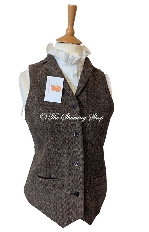 BRAND NEW LADIES  BROWN TWEED WAISTCOAT SIZE 8
