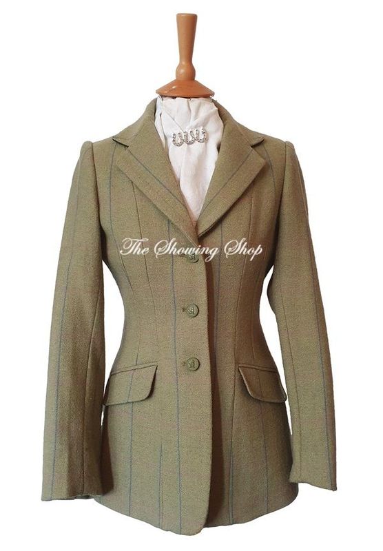 MAIDS SHIRES HUNTINGDON GREEN & PINK TWEED SHOWING JACKET SIZE 32