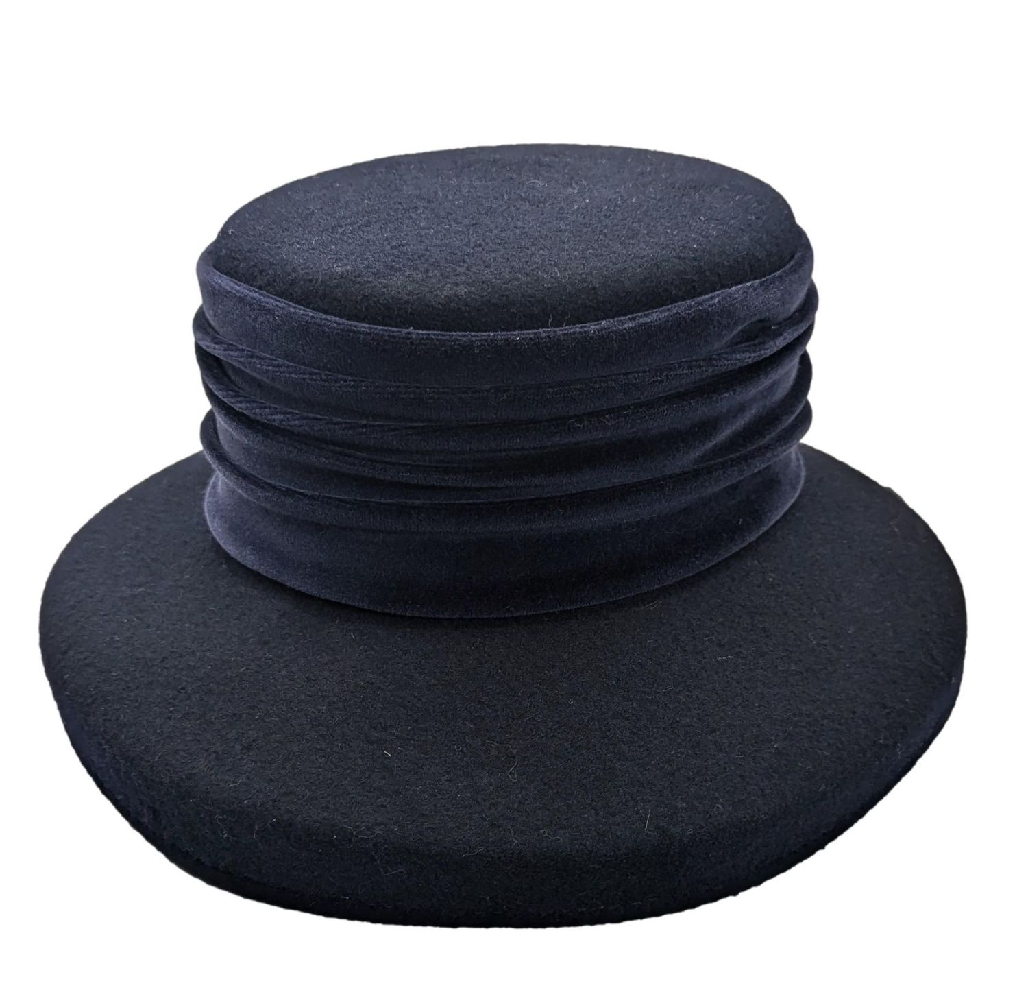 NAVY WOOL & VELVET  LEADERS HAT
