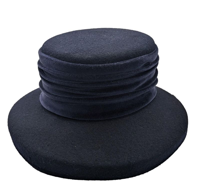NAVY WOOL & VELVET  LEADERS HAT
