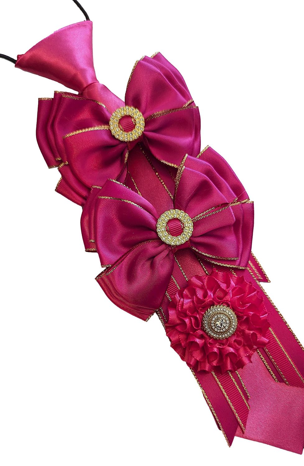 HOT PINK SHOW BOWS, BUTTONHOLE AND TIE SET HOT PINK SHOW BOWS, BUTTONHOLE AND TIE SET