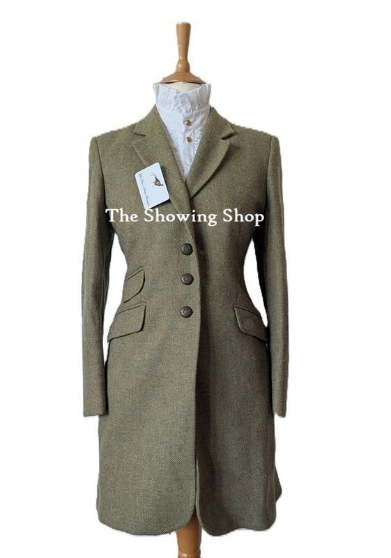 H CORRAL GREEN TWEED LONG COAT SIZE 16