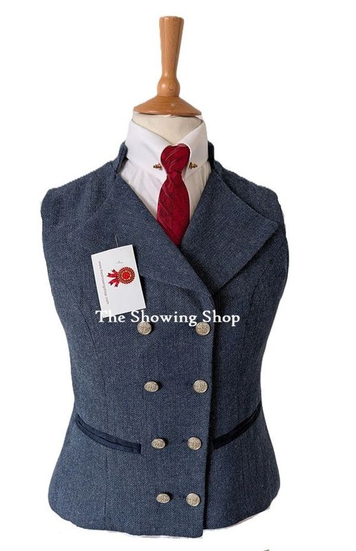 LADIES BLUE TWEED WAISTCOAT SIZE 12