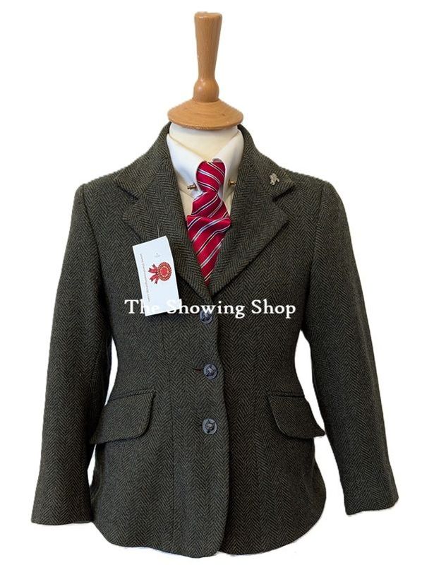 CHILDS CALDENE SOUTHWOLD GREEN TWEED SHOWING JACKET SIZE 26