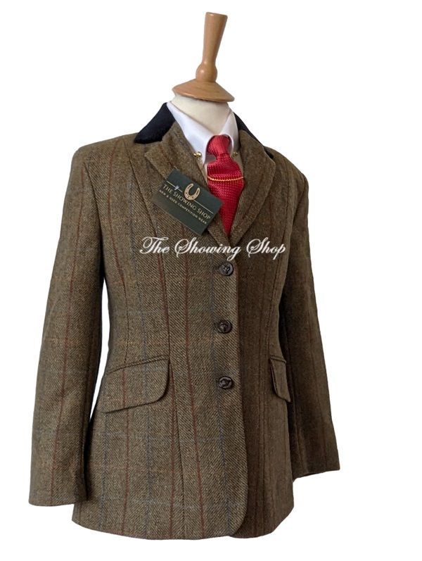 BRAND NEW CHILDS CALDENE SILVERDALE BROWN TWEED SHOWING JACKET SIZE 24