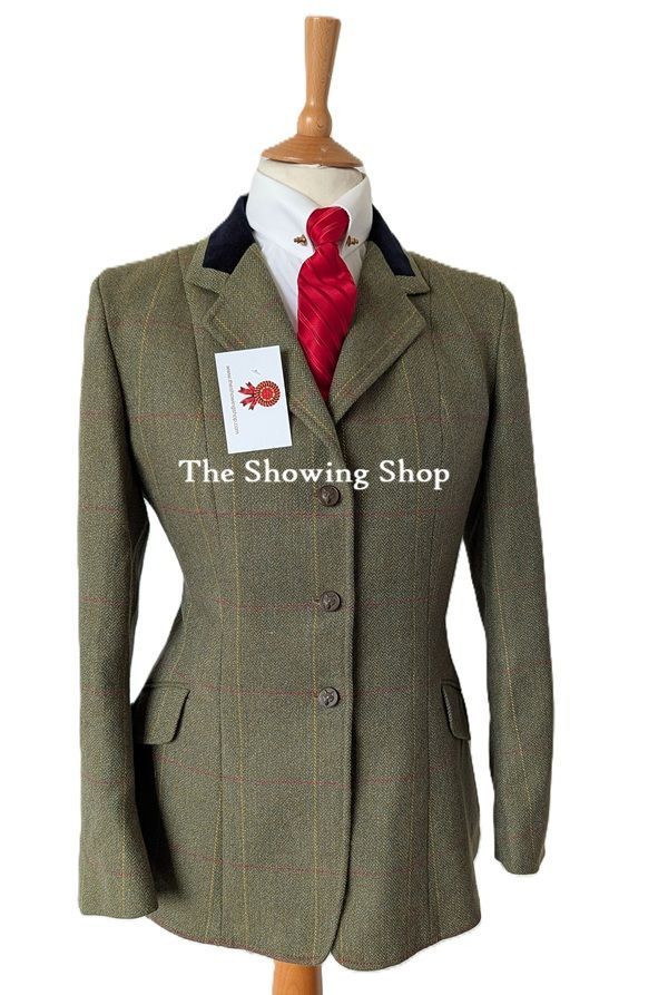 LADIES CALDENE HICKSTEAD GREEN TWEED SHOWING JACKET SIZE 16 (40)