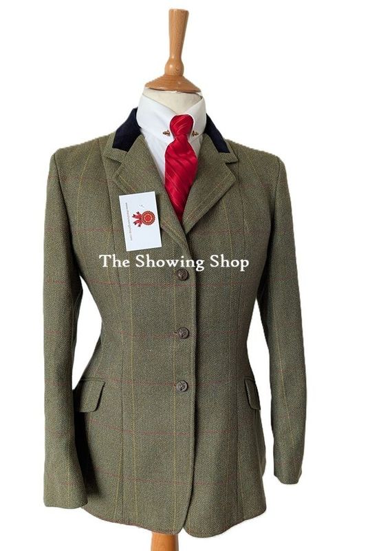 LADIES CALDENE HICKSTEAD GREEN TWEED SHOWING JACKET SIZE 16 (40)